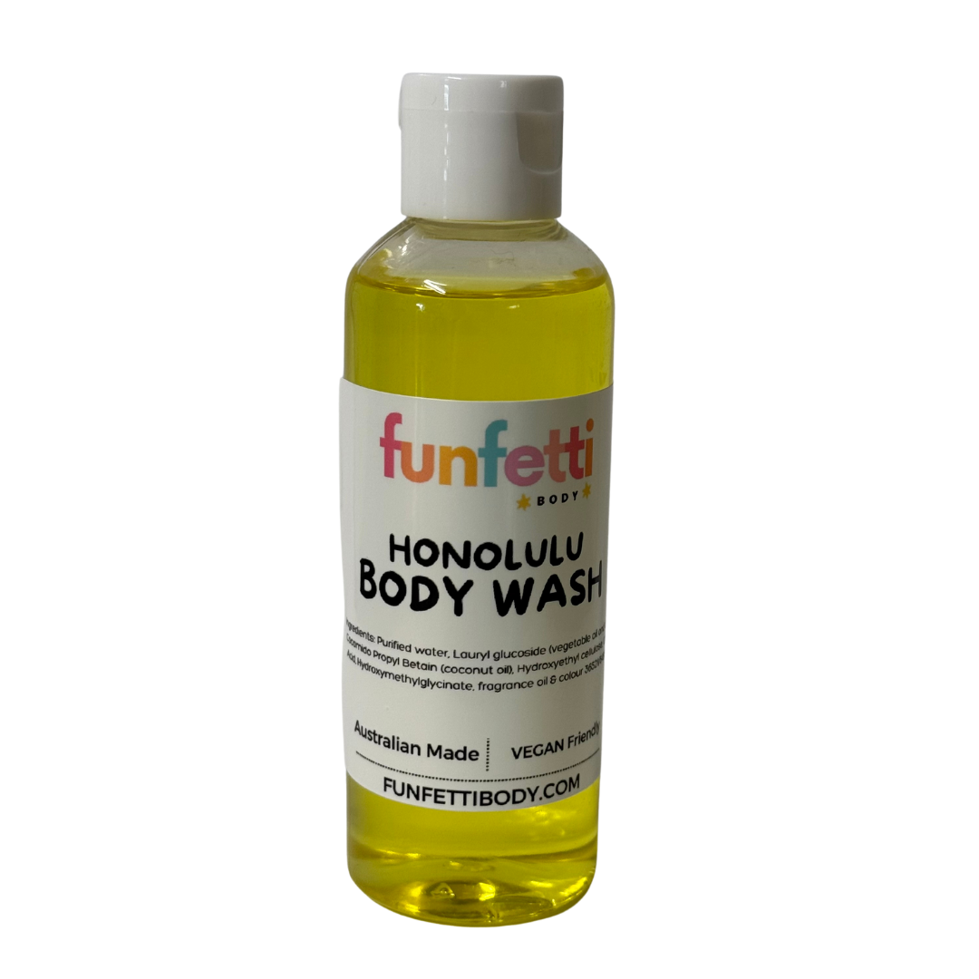 Honolulu body wash handmade by Funfetti Body. Vegan friendly. 